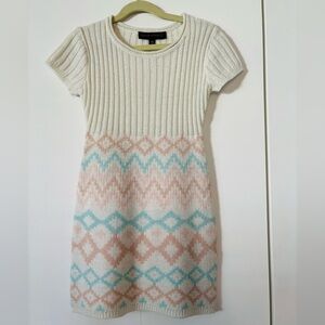 Derek Heart Girls Cream Pink Knit Sweater Dress Size 7/8